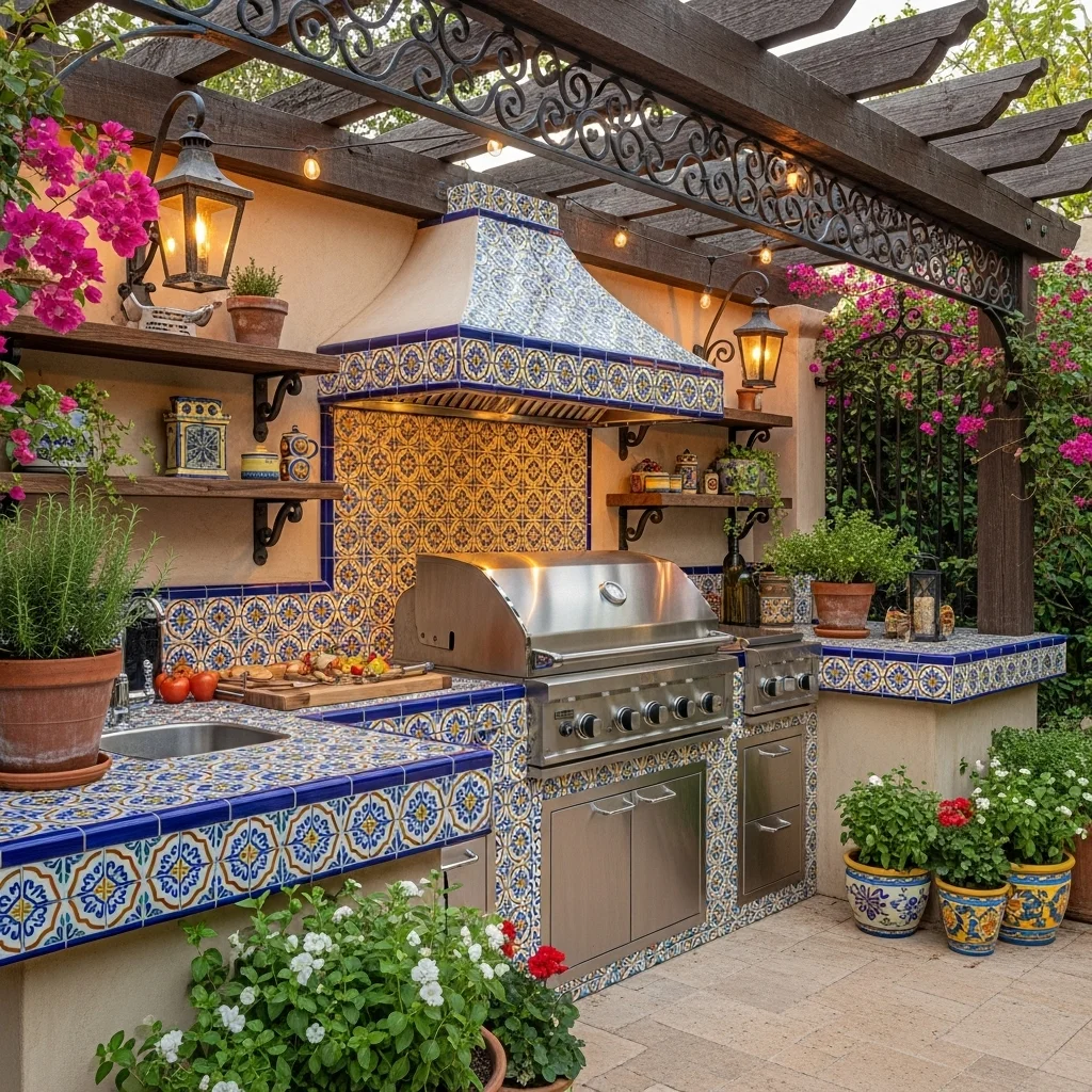  Mediterranean Tile Mosaic Masterpiece Grill Station