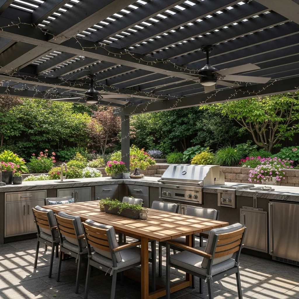 Pergola with Ceiling Fans