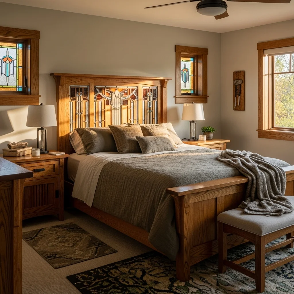 Prairie-Style Stained Glass Headboard