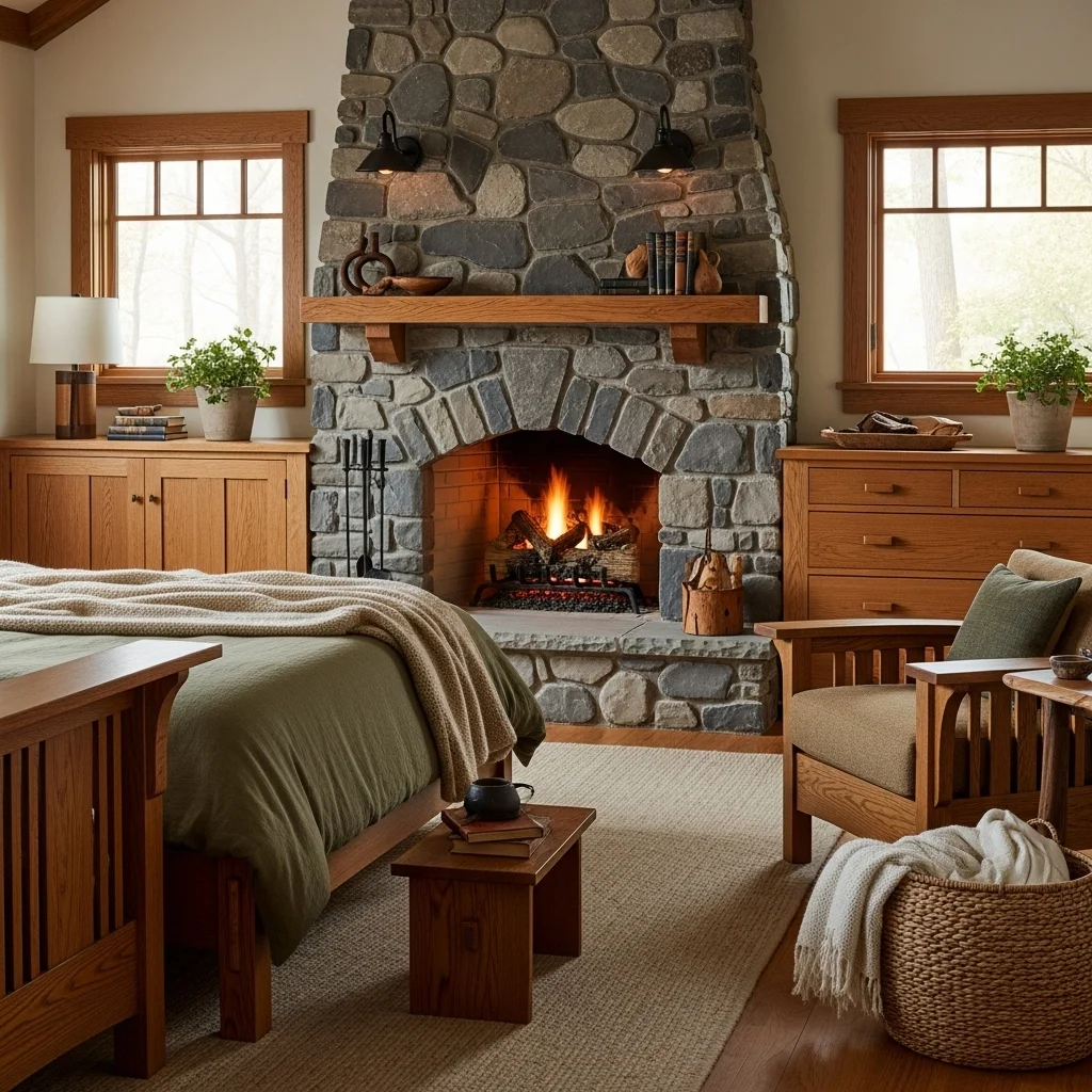 River-Stone Fireplace Accent