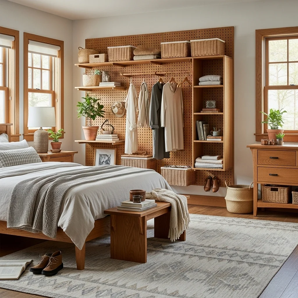 Shaker Peg Rail Storage Wall