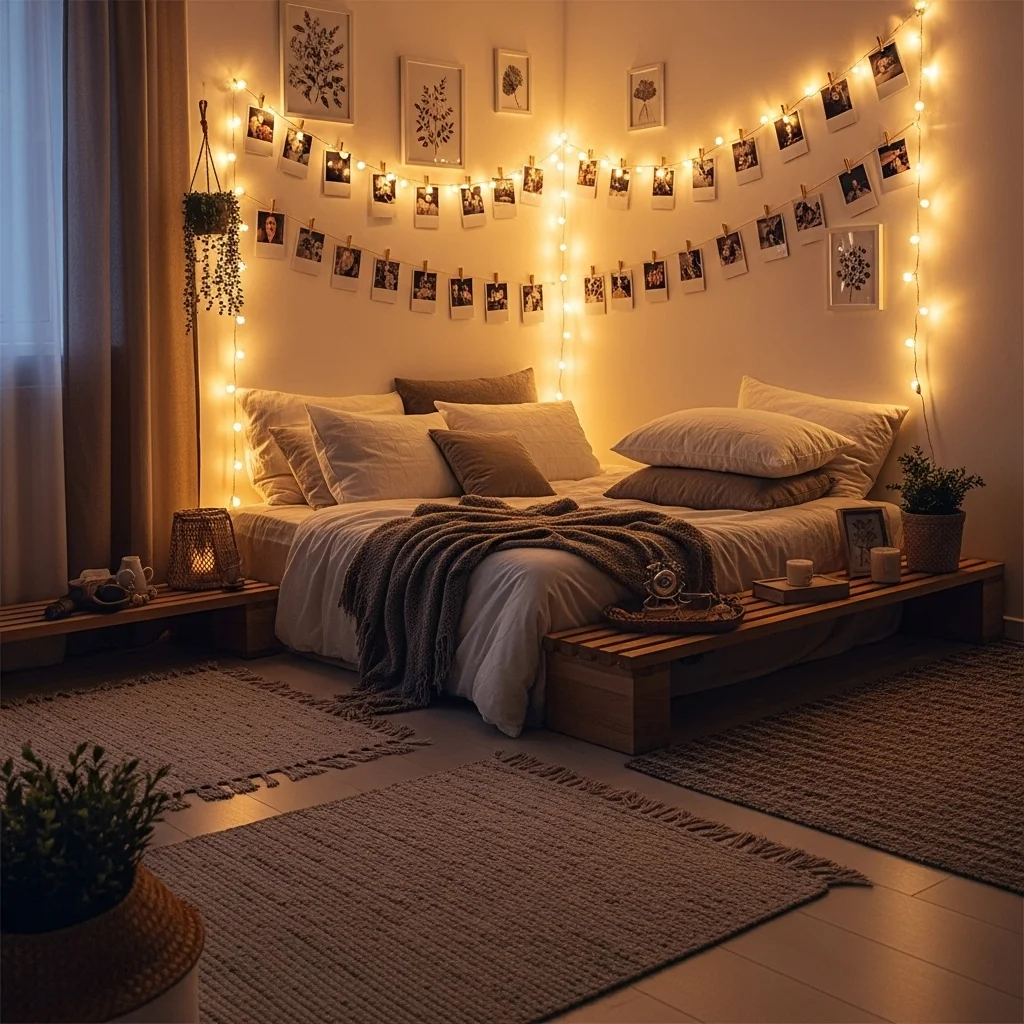 Style Fairy Lights With Hanging Polaroids or Art