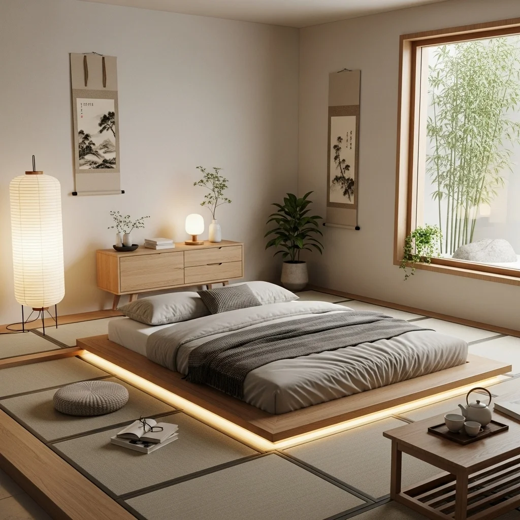 Sunken Bed Platform with Surrounding Tatami