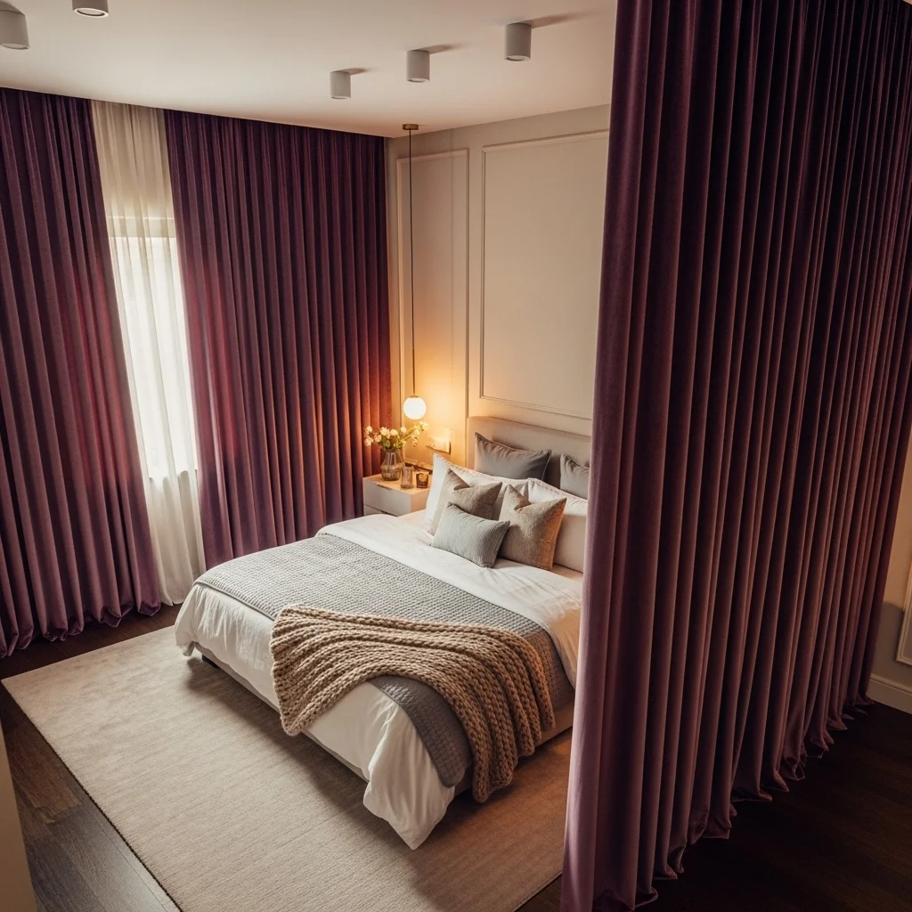 Use Aubergine Velvet Curtains for Dramatic Softness