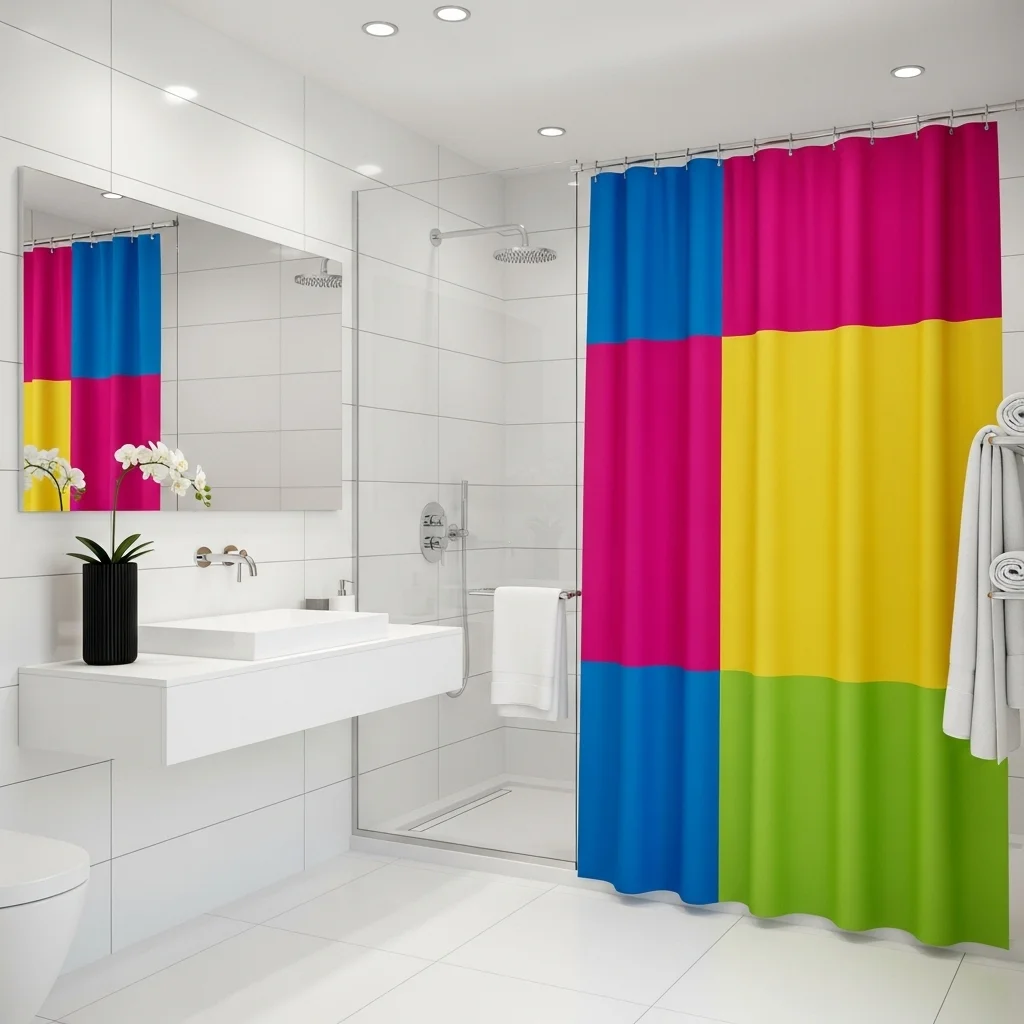 Use a Color-Blocking Curtain for a Bold, Modern Look