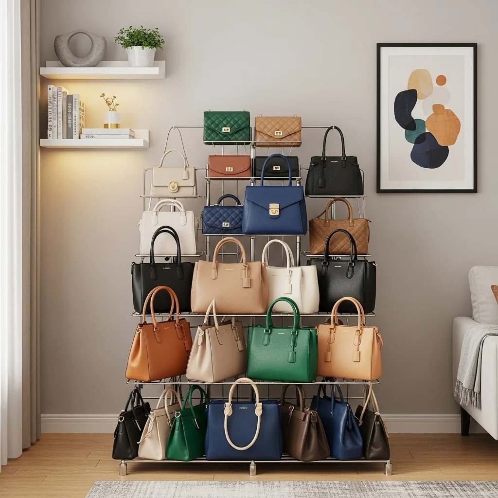 Use a Tiered Purse Rack