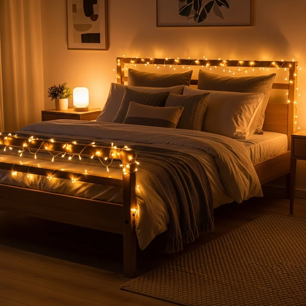 Wrap Fairy Lights Around Your Bed Frame