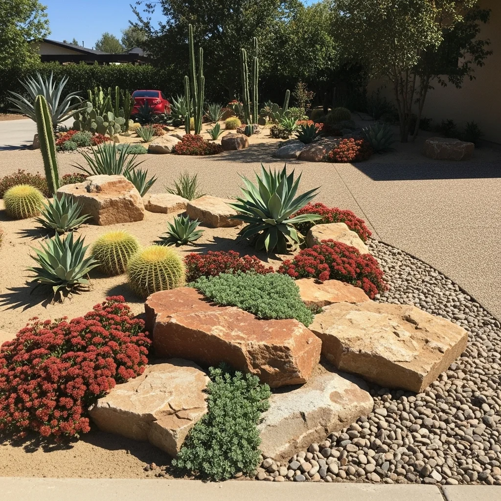 Xeriscape Desert Palette with Succulent Clusters