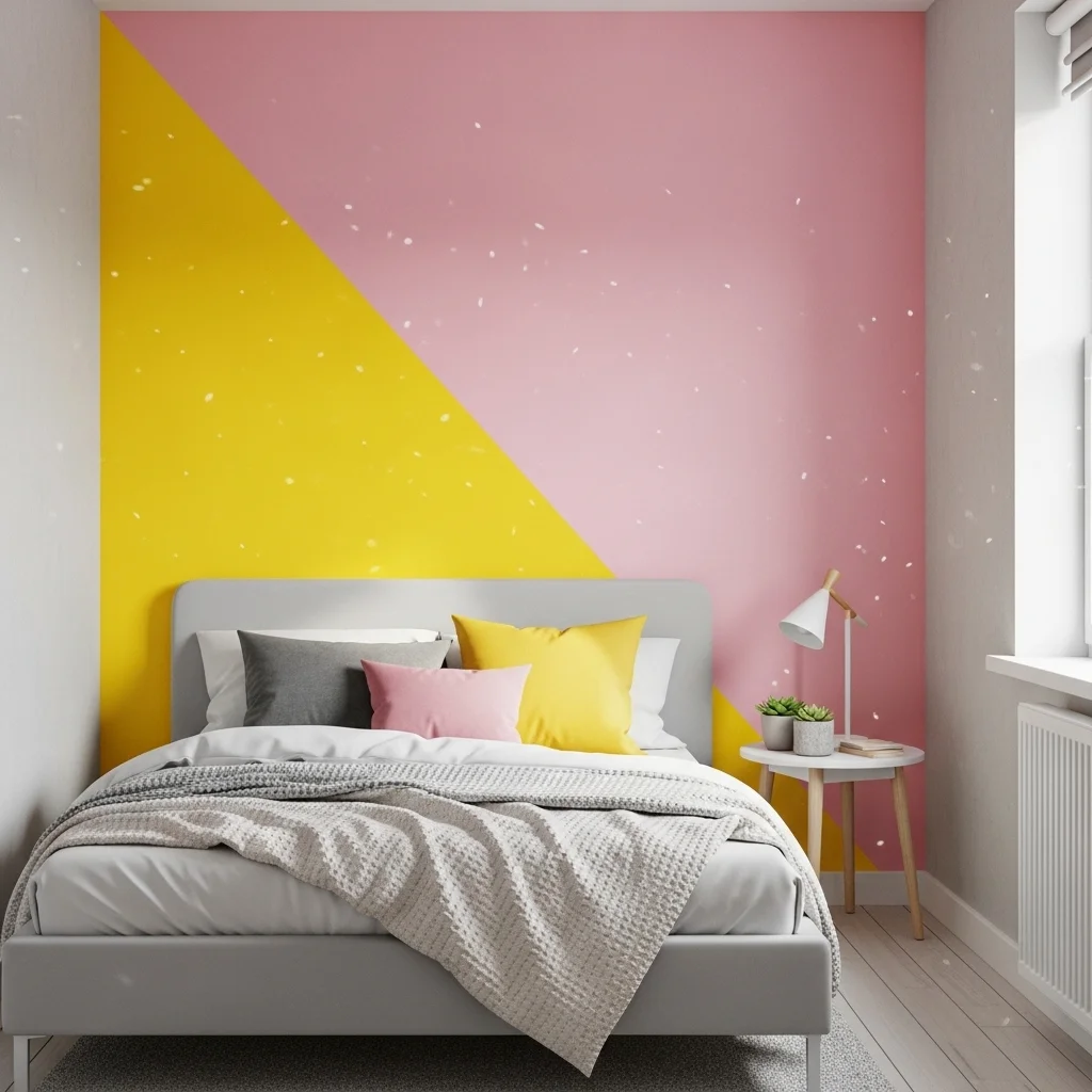 Yellow and Pink Accent Wall