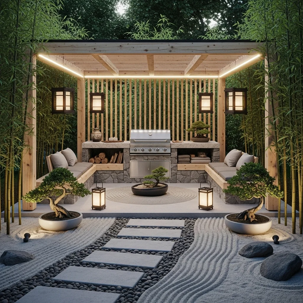 Zen Garden Serenity Grill Pavilion