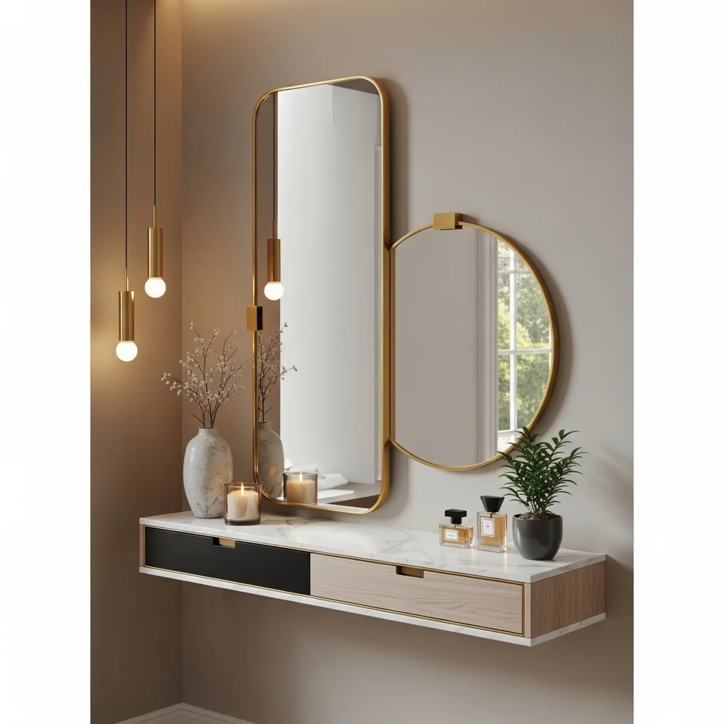Gold-Accent Mirror Shelf