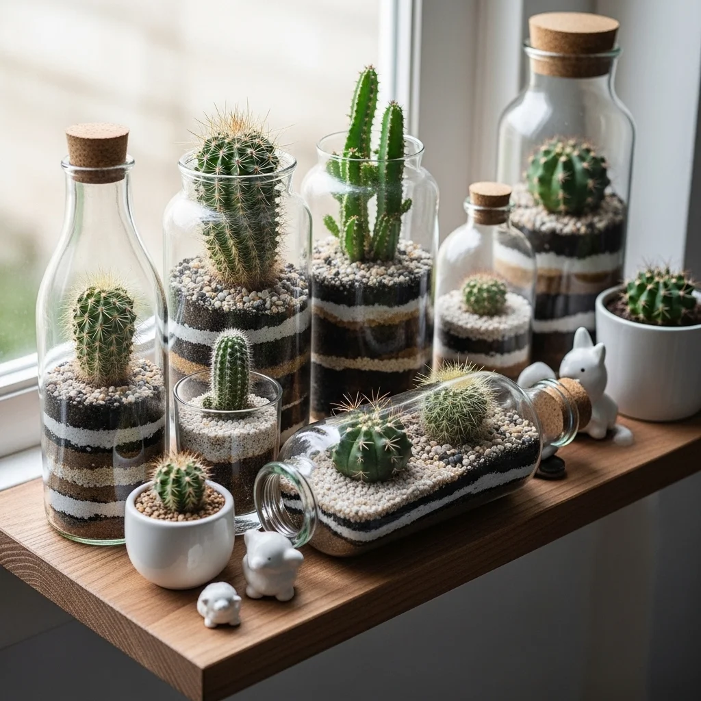 Mini Cactus Bottle Garden
