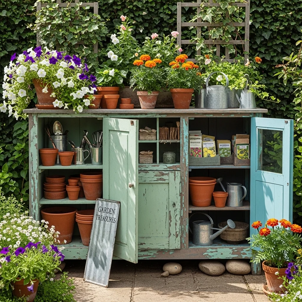 Repurposed Cabinet Storage