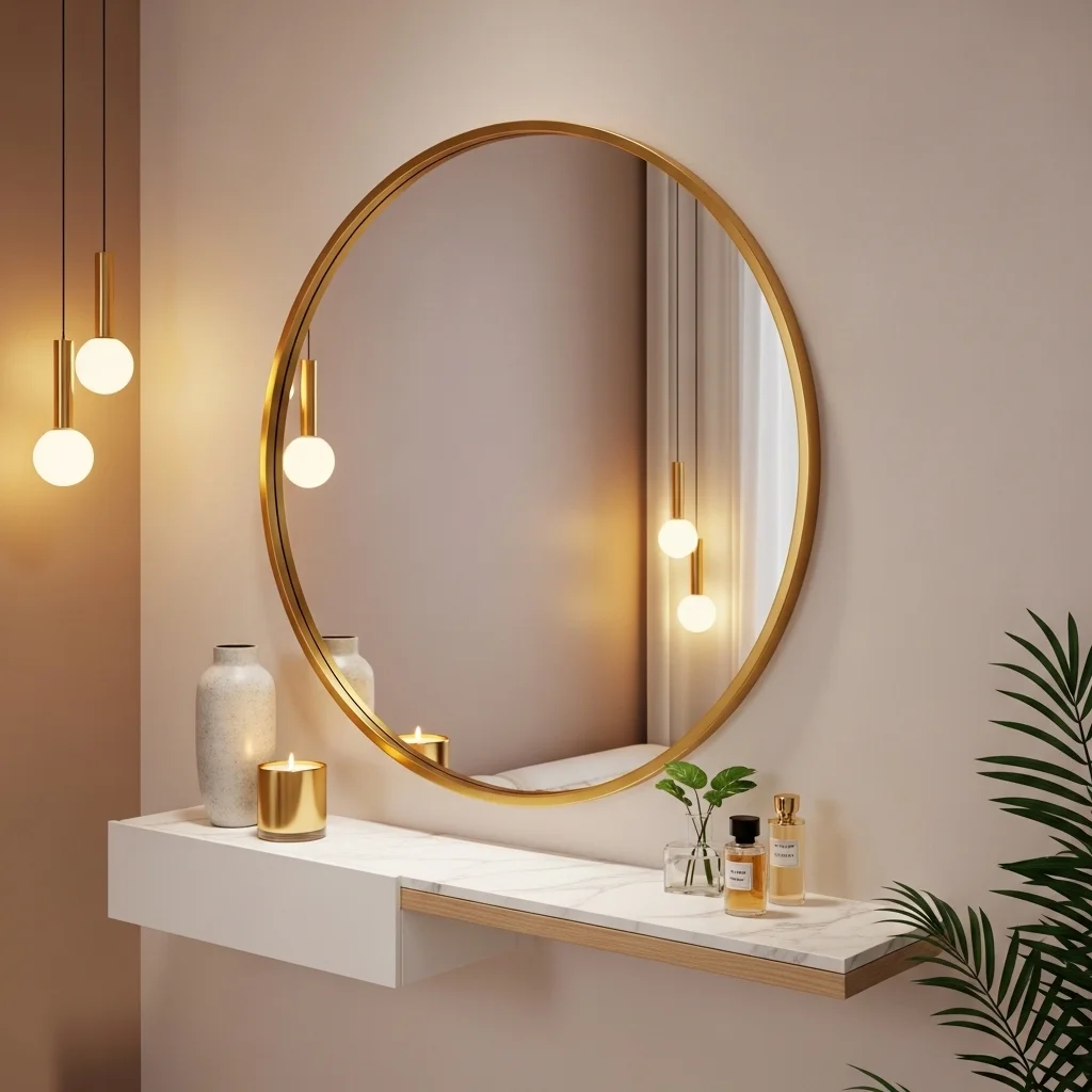 Round Mirror Shelf