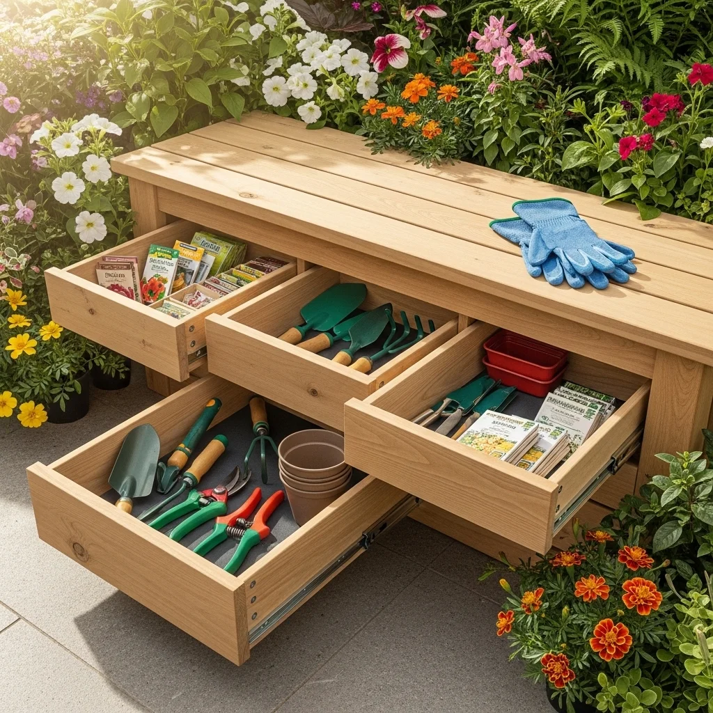 . Under-Bench Storage Drawers