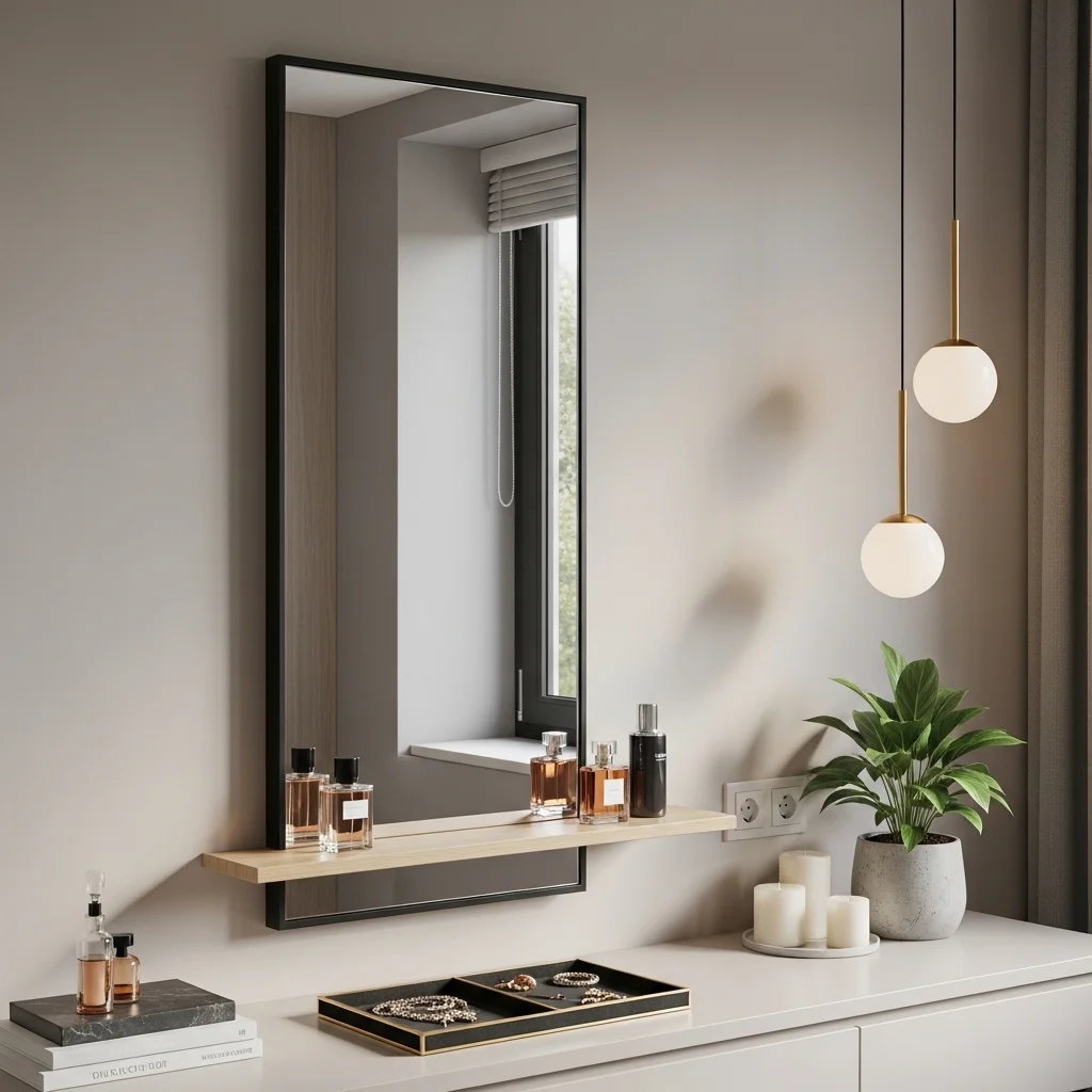 Wall-Mounted Dressing Mirror Shelf