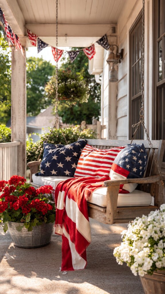 Fourth of July Porch Swing Styling