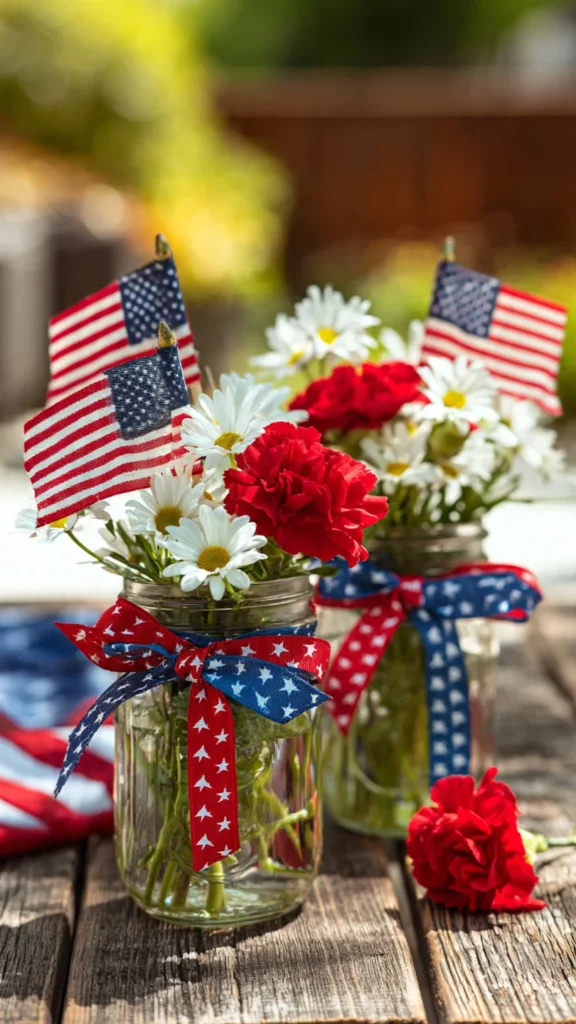 Patriotic Mason Jar Centerpieces