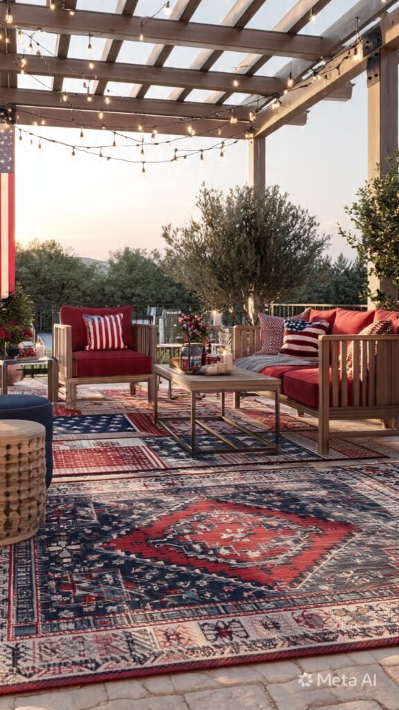 Patriotic Outdoor Rug Layering