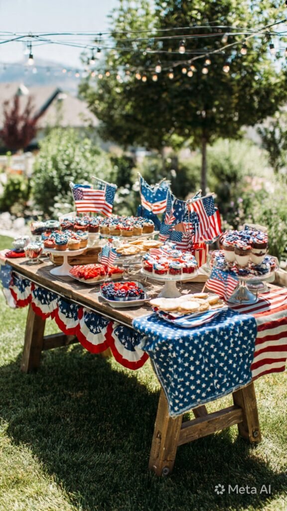 Red, White and Blue Dessert Table