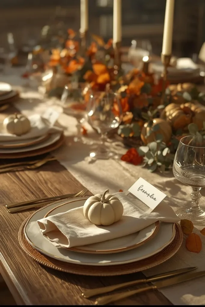 Use Mini Pumpkins as Place Cards