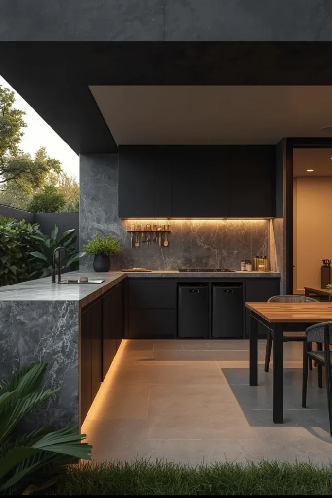 . Outdoor Cabinets with Built-In Trash Bins