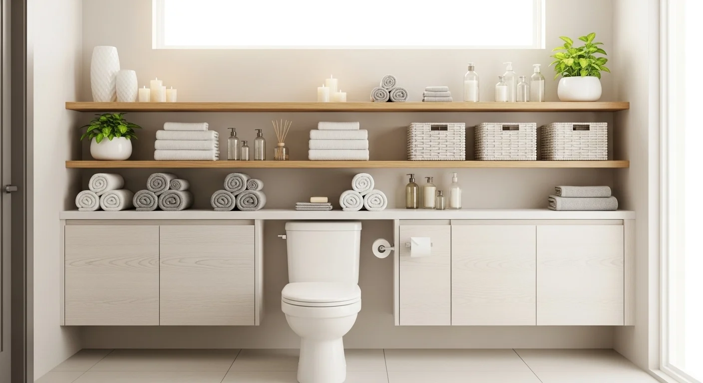 Turn Empty Space Into Storage: 20 Above Toilet Storage Ideas