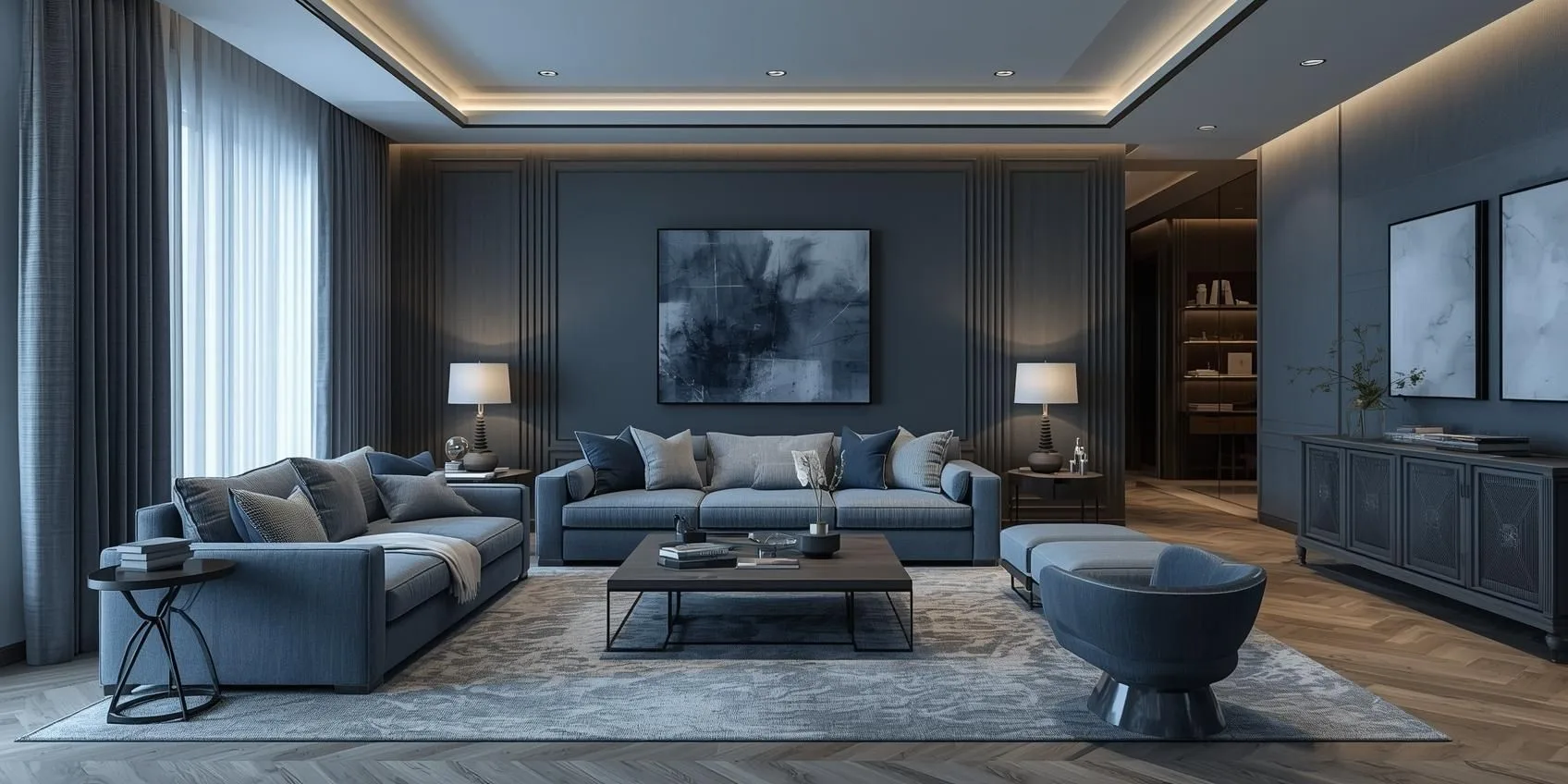 Blue and Grey Living Room ideas