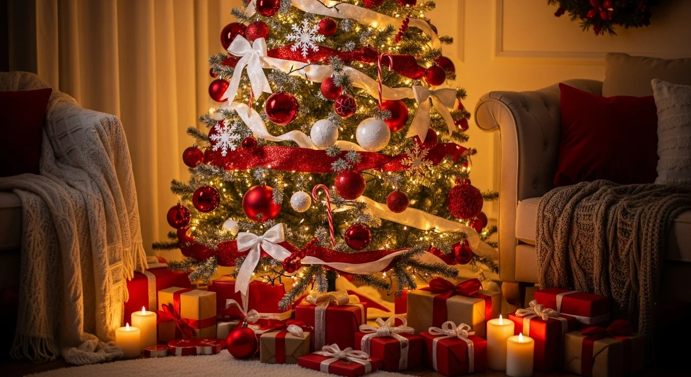 15 Red and White Christmas Tree Ideas for a Warm Festive Home Look