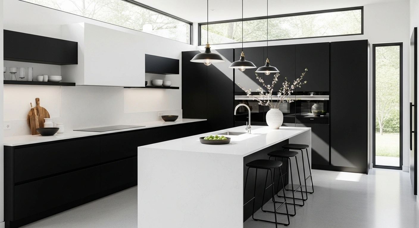 25 Black Cabinets with White Countertops for Modern Elegance, High Contrast & Timeless Kitchen Style