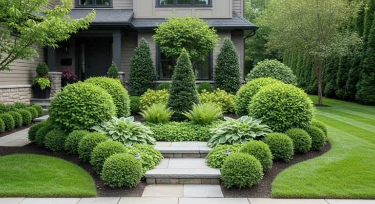Bushes in Front of House
