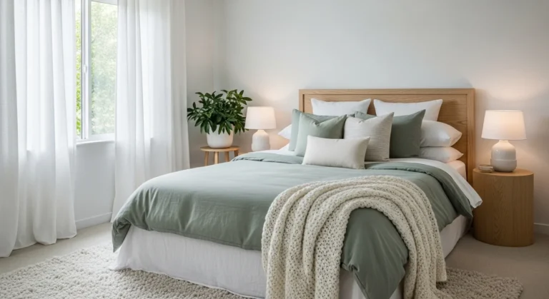 Cozy Modern Bedroom Styled in Soft Neutral Tone