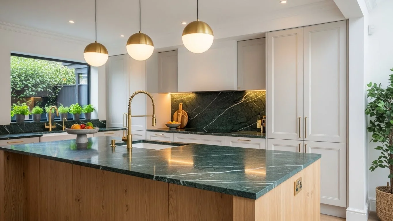 Kitchens With Green Countertops for Earthy