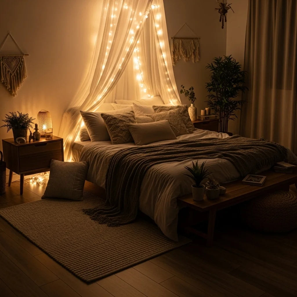 Cozy Fairy Lights Bedroom Ideas